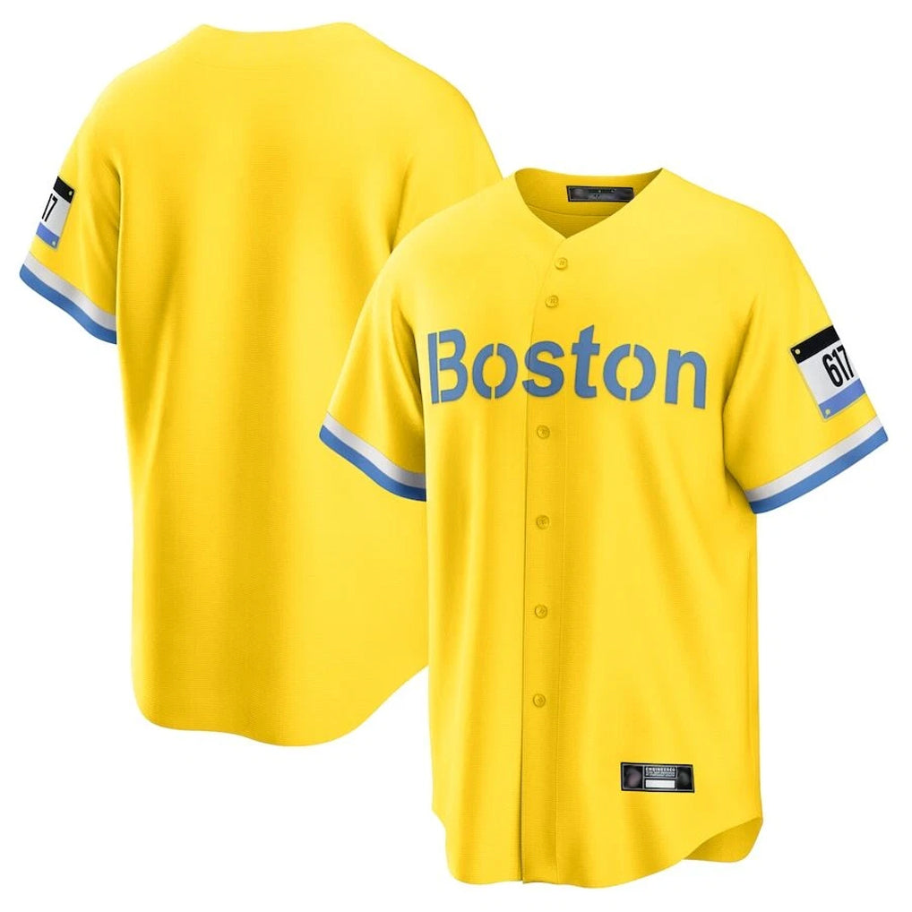 CBdoa B.Red Sox Blank Player Yellow Home Game Stitched Jerseys