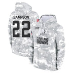 CBdoa C.Browns #22 Dylan Sampson Player Arctic Camo Salute to Service Hoodies Limited Game Stitched Jerseys