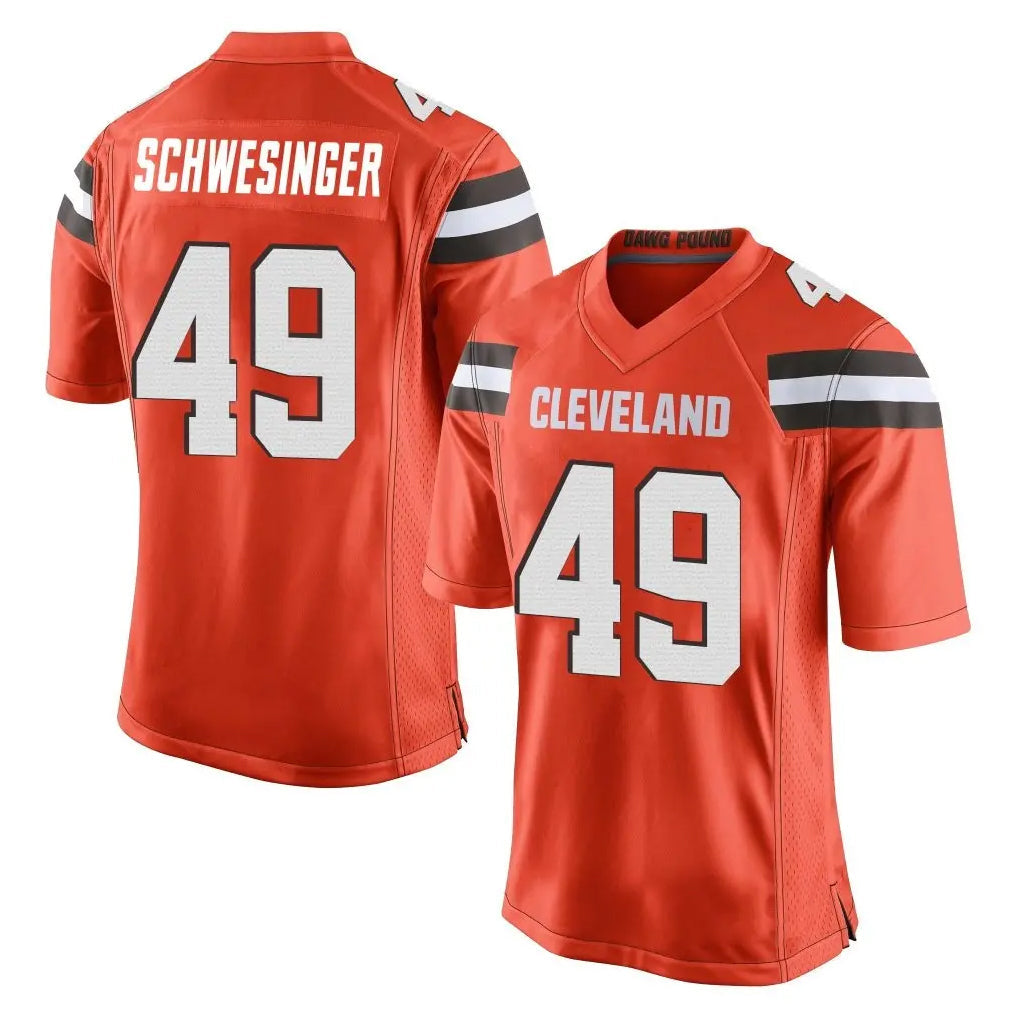 CBdoa C.Browns #49 Carson Schwesinger Player Orange Vapor Limited Home Game Stitched Jerseys