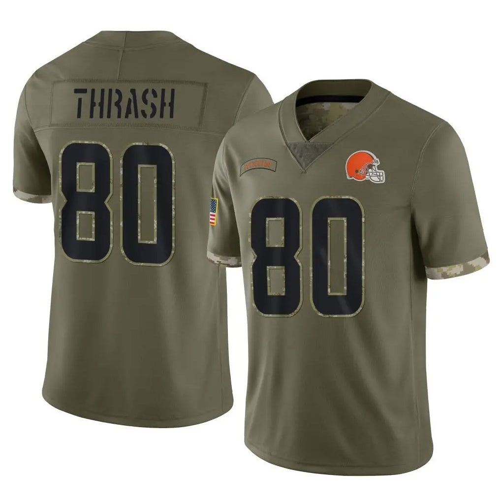 CBdoa C.Browns #80 Jamari Thrash Player Olive Salute to Service Limited Game Stitched Jerseys