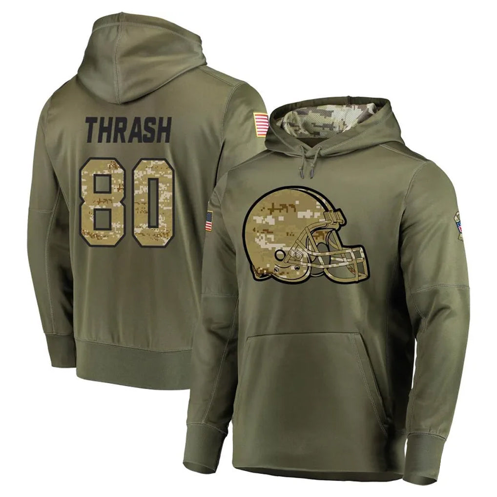 CBdoa C.Browns #80 Jamari Thrash Player Olive Salute to Service Pullover Hoodies Home Game Stitched Jerseys