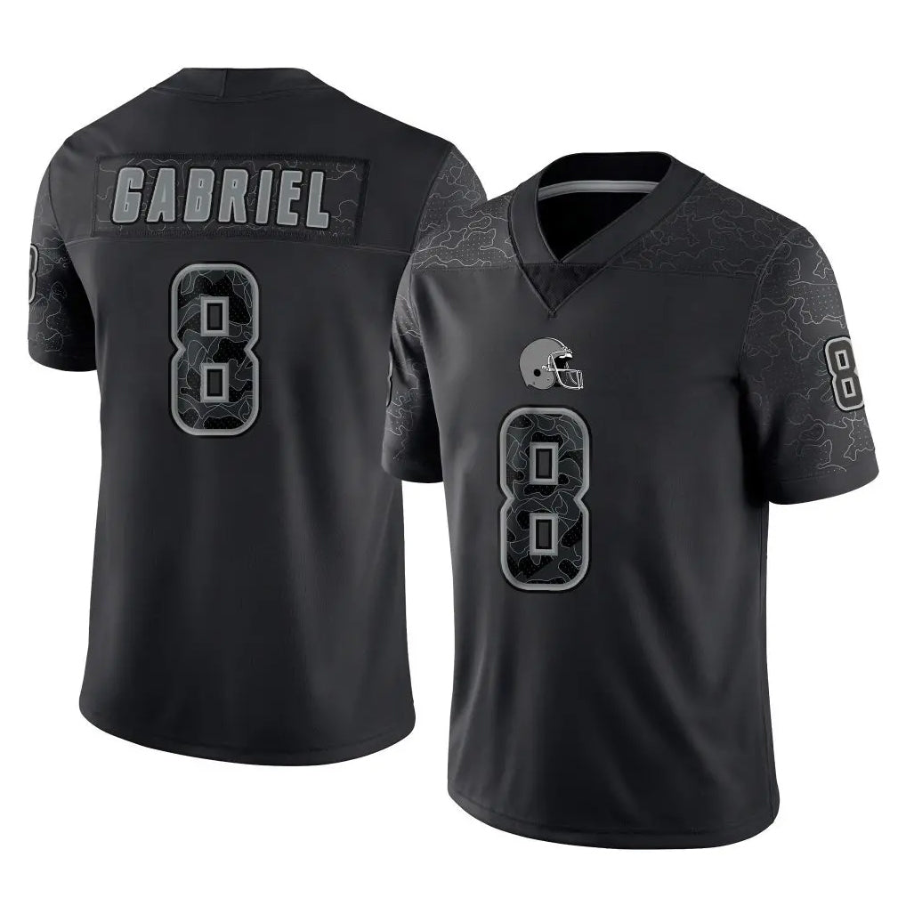 CBdoa C.Browns #8 Dillon Gabriel Player Black Reflective Home Game Stitched Jerseys