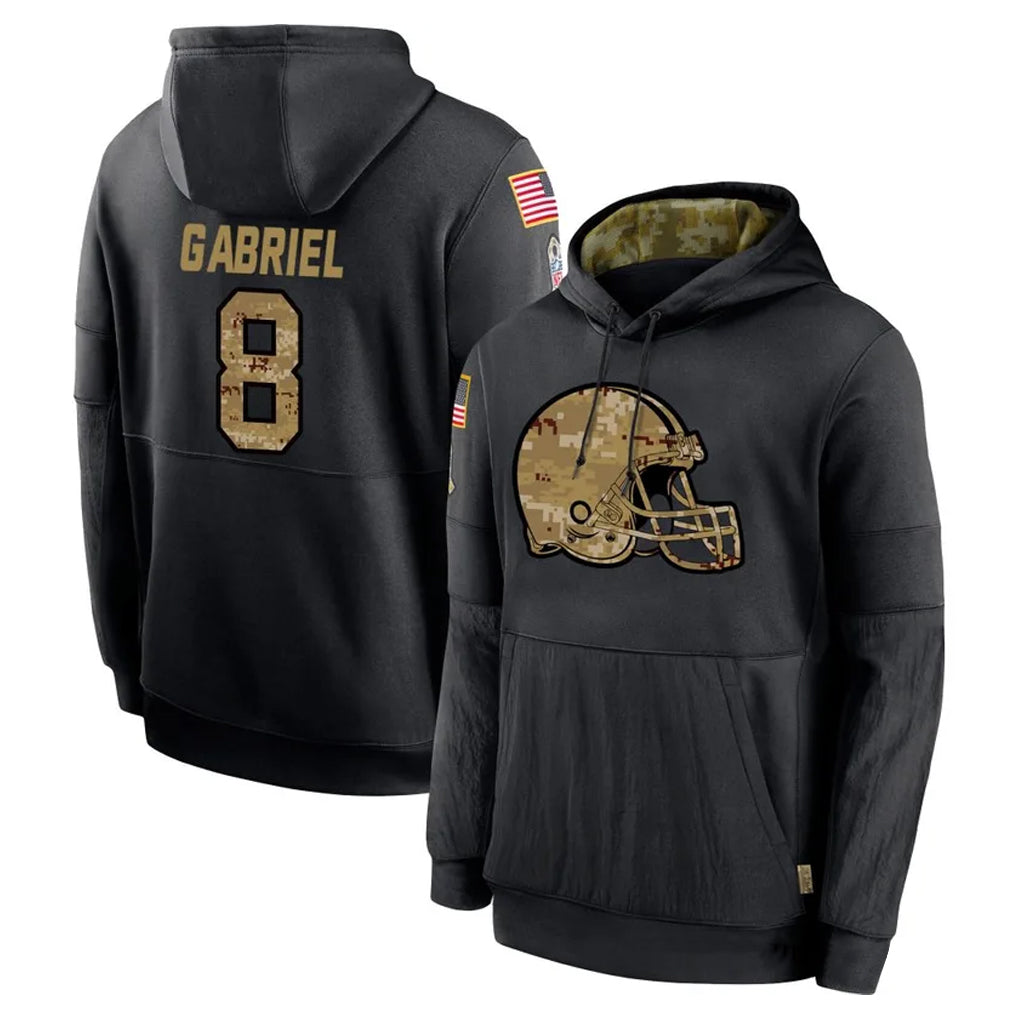 CBdoa C.Browns #8 Dillon Gabriel Player Black Salute to Service Pullover Hoodies Limited Stitched Jerseys