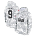 CBdoa C.Browns #9 Grant Delpit Player Arctic Camo Salute to Service Hoodies Limited Game Stitched Jerseys