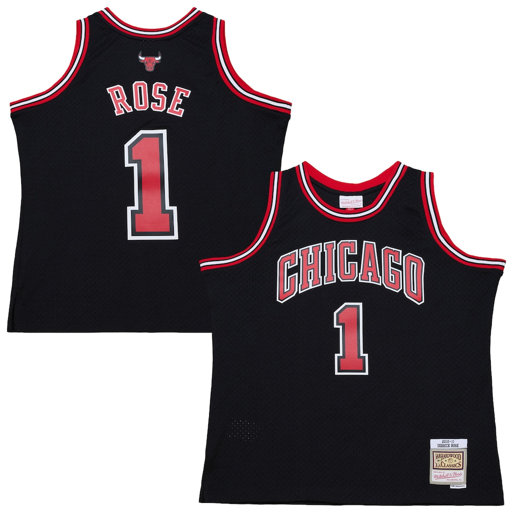 CBdoa C.Bulls #1 Derrick Rose Mitchell & Ness Black Big & Tall 2010-11 Swingman Jerseys