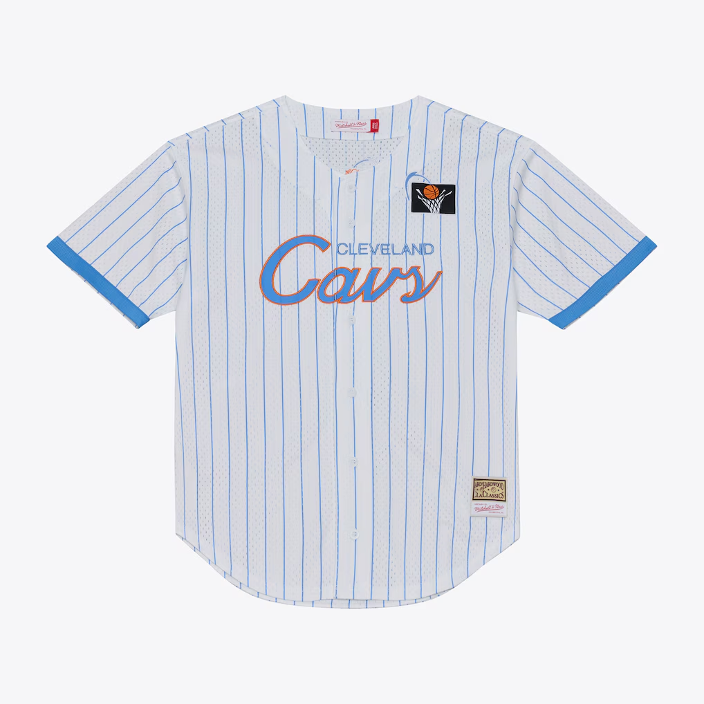 CBdoa C.Cavaliers Mitchell & Ness White Head Coach Pinstripe Mesh Full-Button Baseball Jerseys