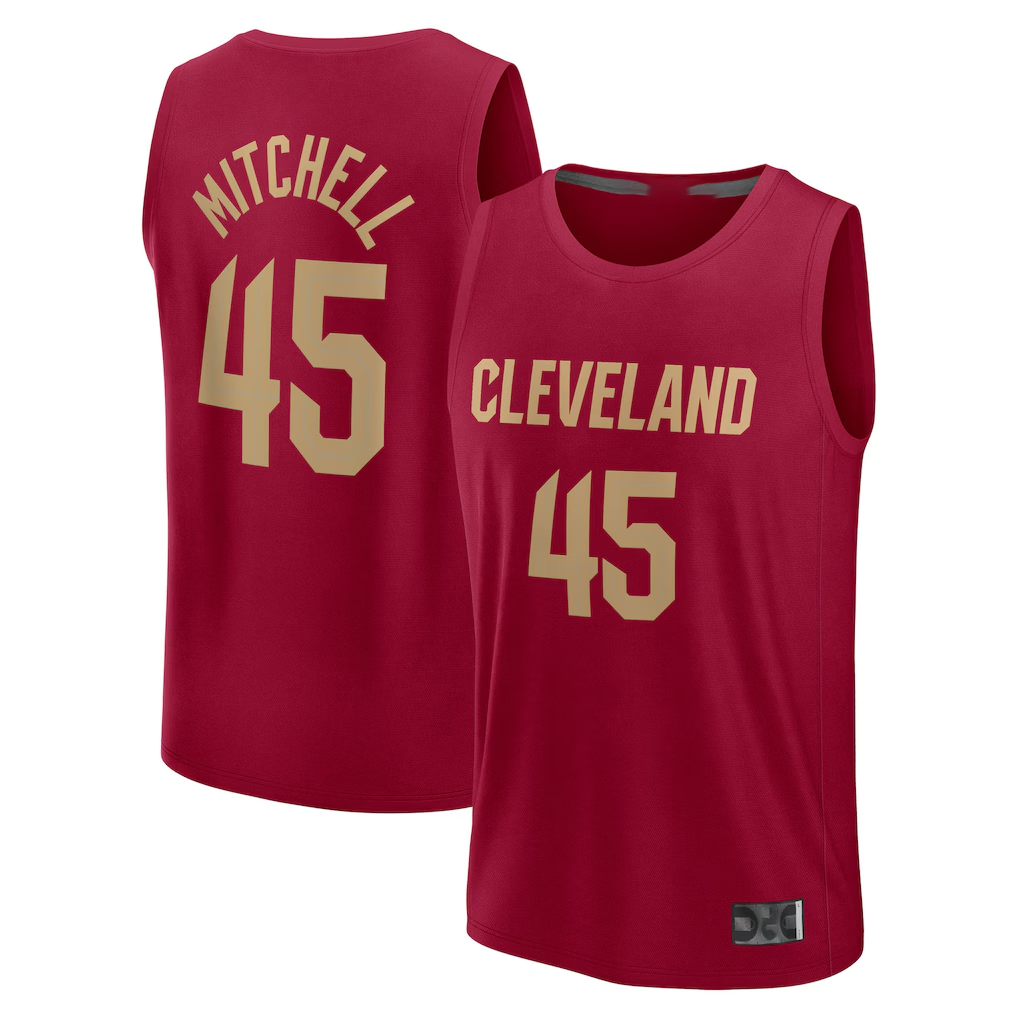 CBdoa C.Cavaliers #45 Donovan Mitchell Wine Fast Break Replica Player Jerseys - Icon Edition