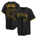 CBdoa C.Cubs #27 Seiya Suzuki Player Black Snake Skin City Game Stitched Jerseys
