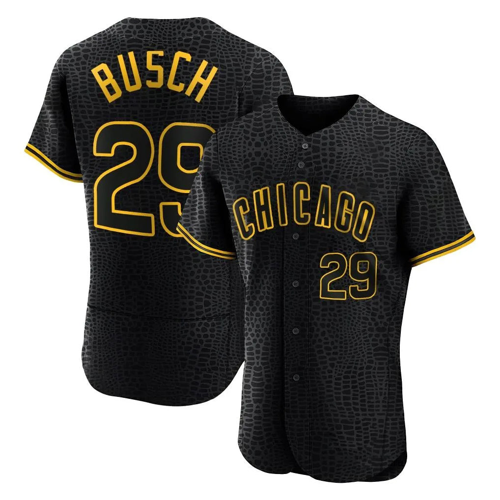 CBdoa C.Cubs #29 Michael Busch Player Black Snake Skin City Limited Elite Home Game Stitched Jerseys