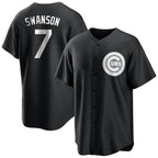 CBdoa C.Cubs #7 Dansby Swanson Player Black Game Stitched Jerseys