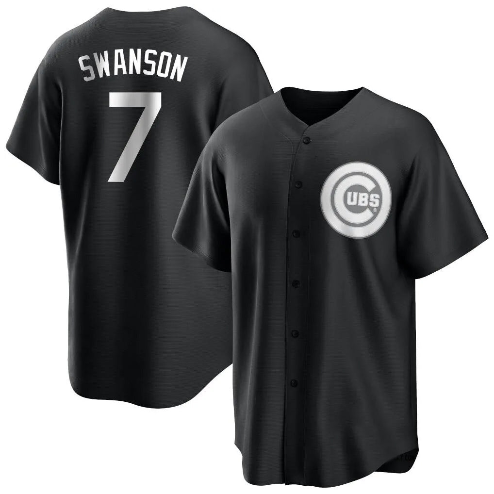 CBdoa C.Cubs #7 Dansby Swanson Player Black Game Stitched Jerseys