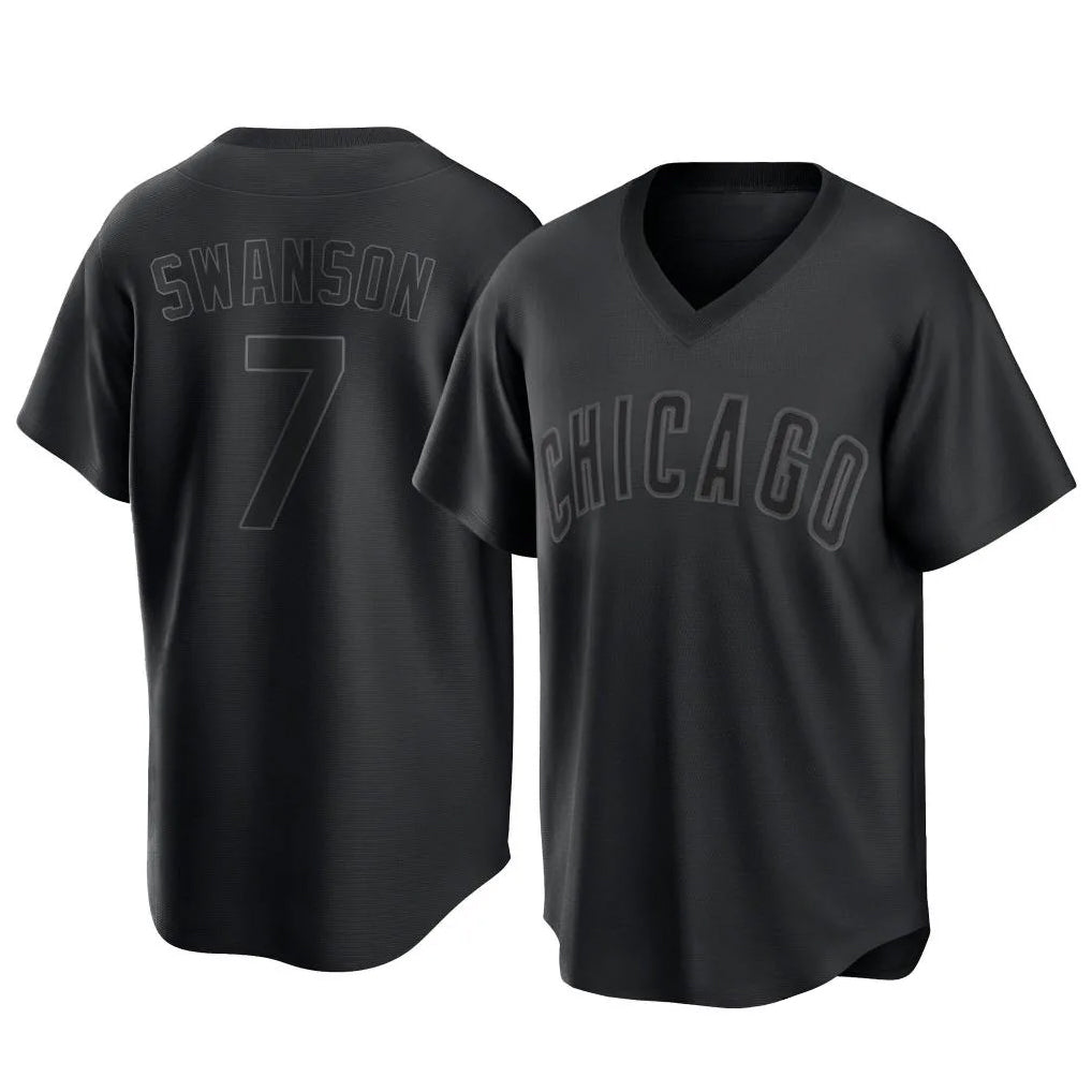 CBdoa C.Cubs #7 Dansby Swanson Player Black T-shirt Home Game Stitched Jerseys