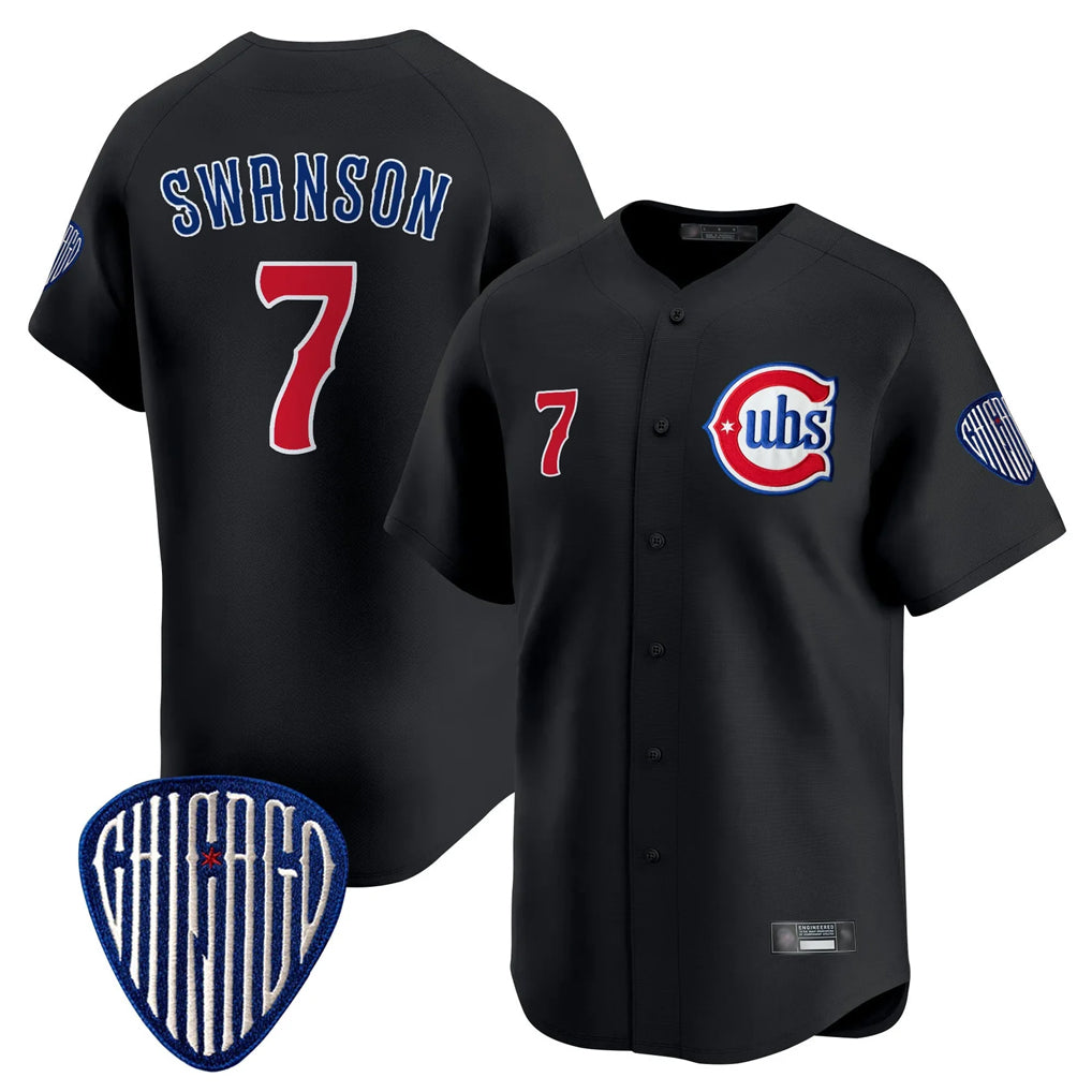 CBdoa C.Cubs #7 Dansby Swanson Player Black Vapor Premier Limited Home Stitched Jerseys