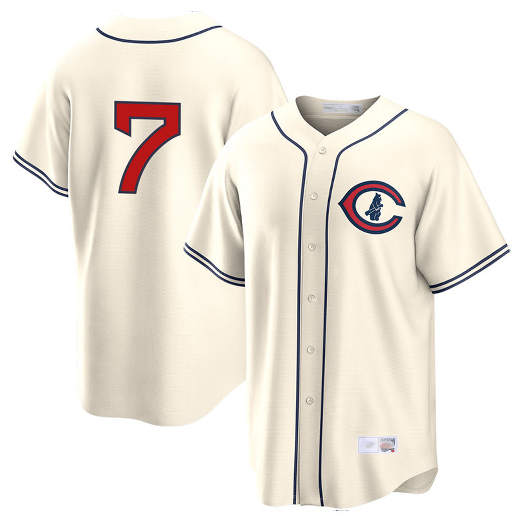CBdoa C.Cubs #7 Dansby Swanson Player Cream Field of Dreams Home Game Stitched Jerseys