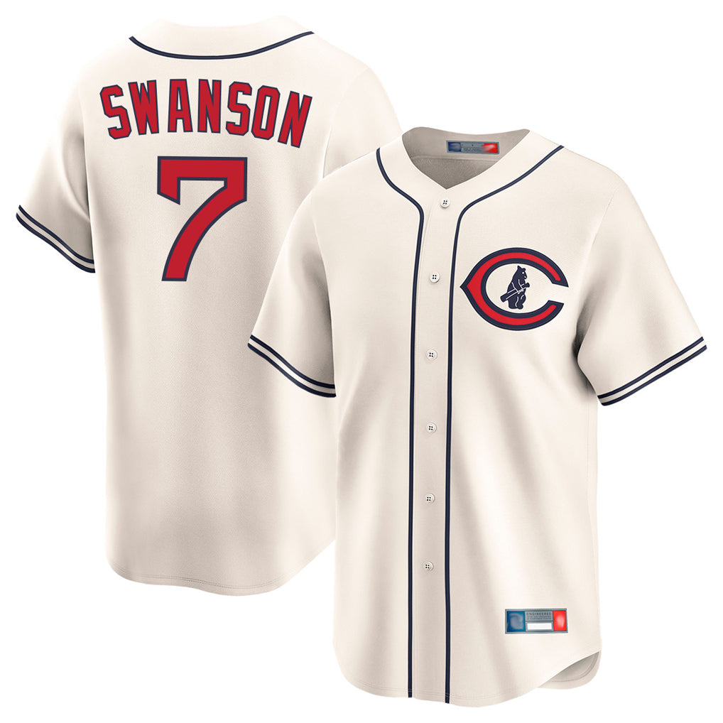 CBdoa C.Cubs #7 Dansby Swanson Player Cream Field of Dreams Limited Home Game Stitched Jerseys