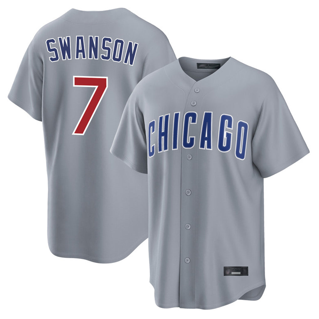 CBdoa C.Cubs #7 Dansby Swanson Player Gray Home Game Stitched Jerseys