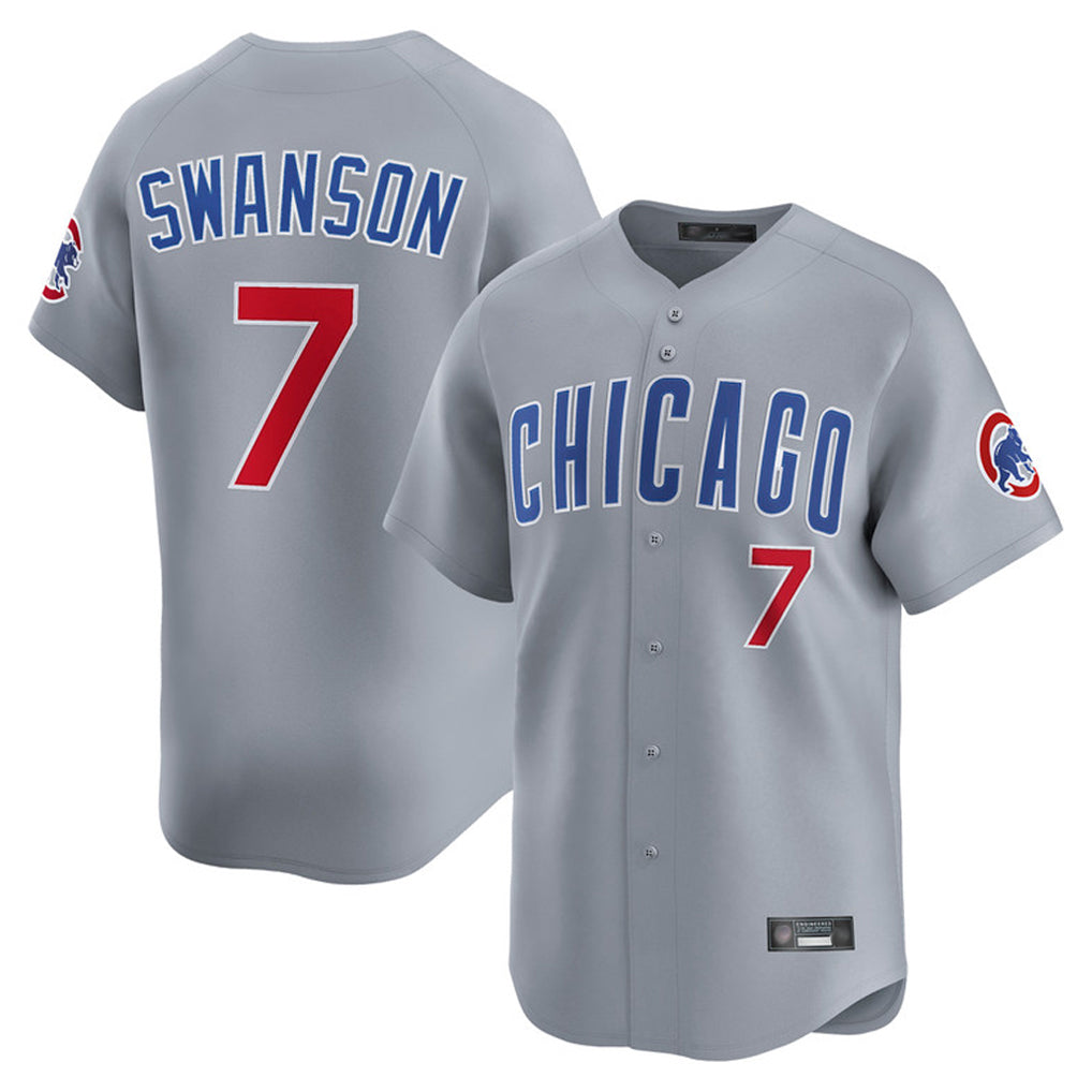 CBdoa C.Cubs #7 Dansby Swanson Player Gray Road Limited Home Stitched Jerseys