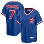 CBdoa C.Cubs #7 Dansby Swanson Player Royal T-shirt Cooperstown Collection Limited Stitched Jerseys