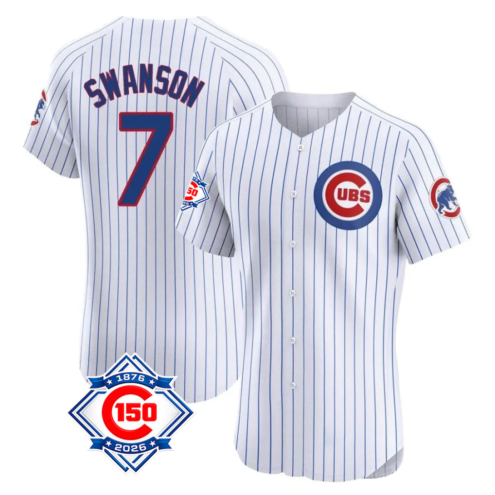 CBdoa C.Cubs #7 Dansby Swanson Player White Limited Elite Home Game Stitched Jerseys