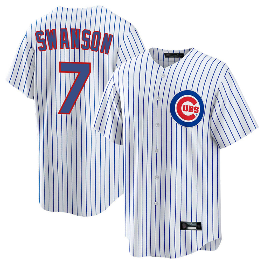 CBdoa C.Cubs #7 Dansby Swanson Player White Home Game Stitched Jerseys
