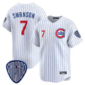 CBdoa C.Cubs #7 Dansby Swanson Player White Pinstripe Vapor Premier Limited Home Stitched Jerseys