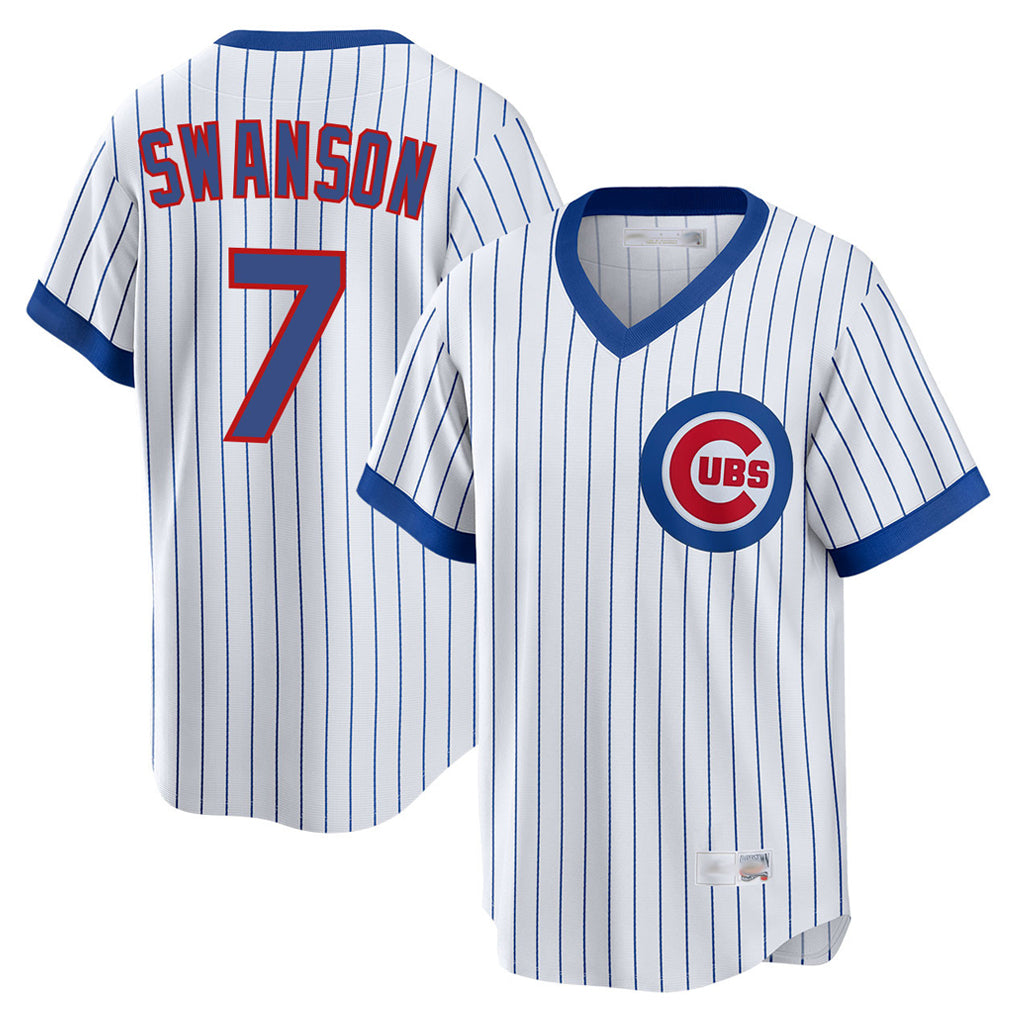 CBdoa C.Cubs #7 Dansby Swanson Player White T-shirt Cooperstown Collection Limited Stitched Jerseys