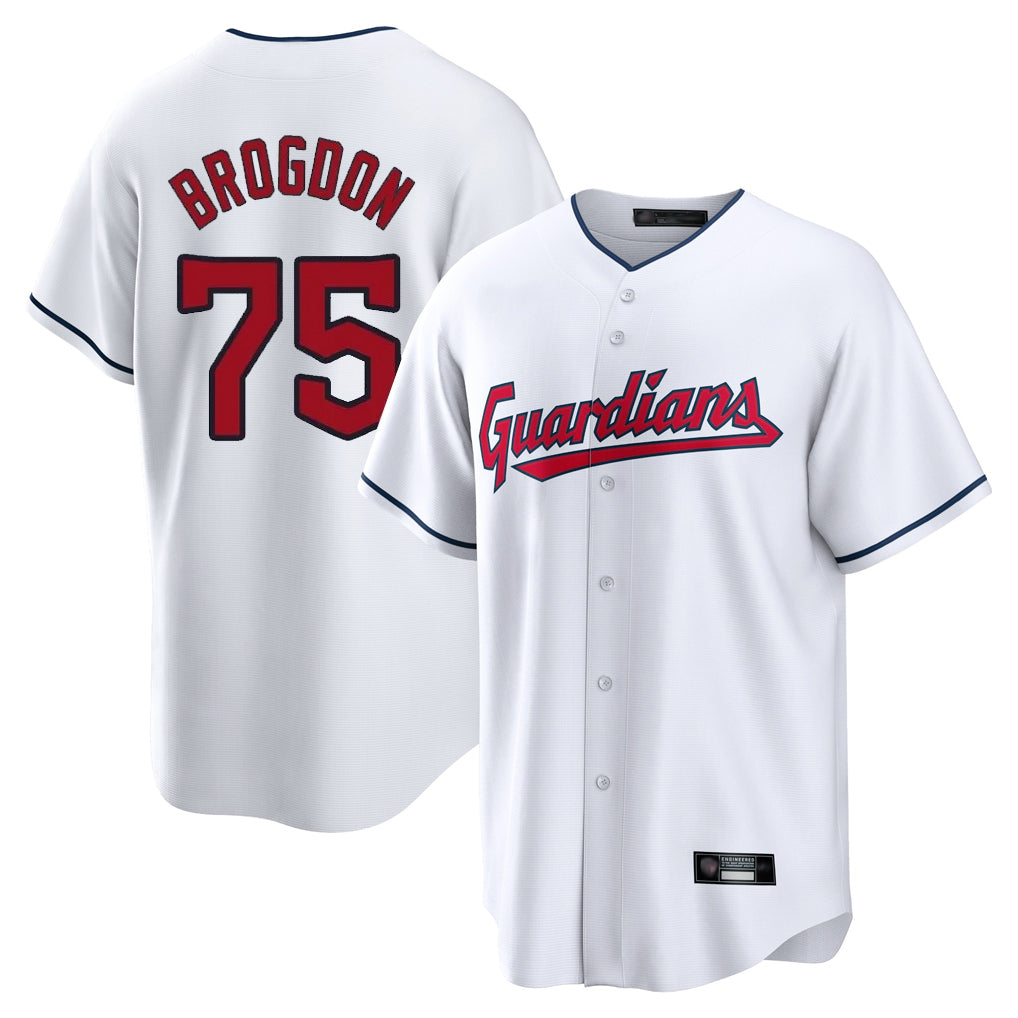 CBdoa C.Guardians #75 Connor Brogdon Player White Home Game Stitched Jerseys