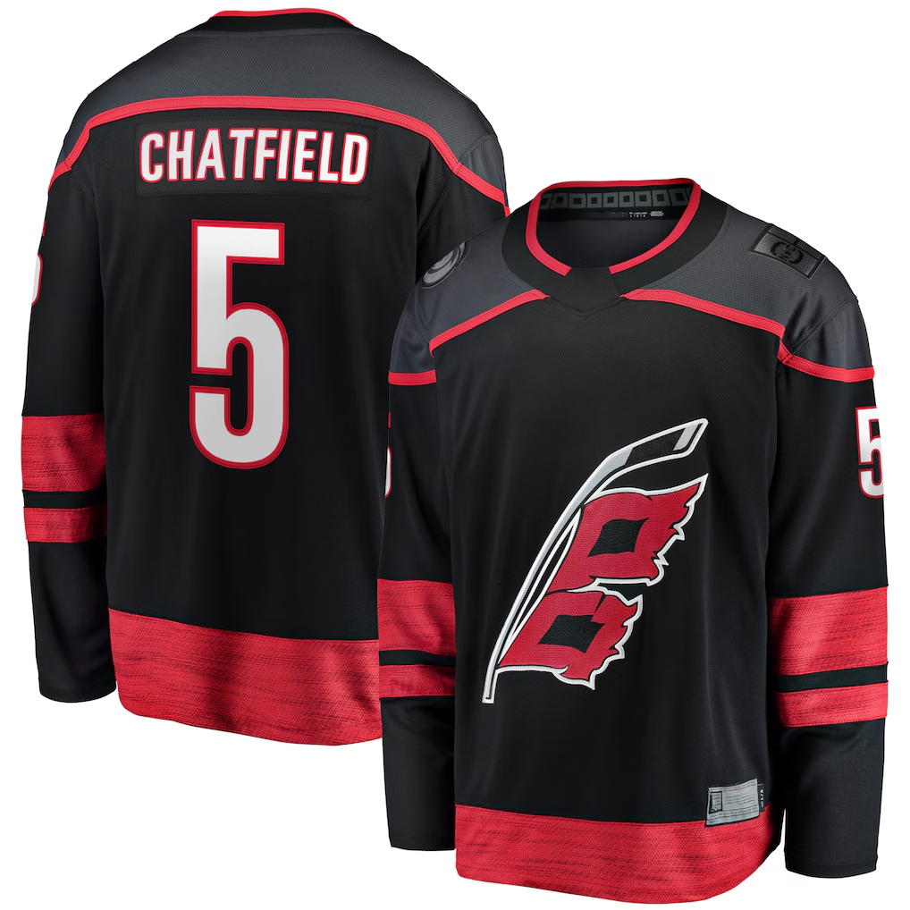 CBdoa C.Hurricanes #5 Jalen Chatfield Black Home Premier Breakaway Player Stitched Jerseys