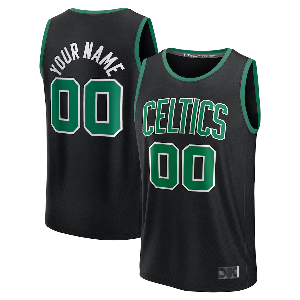 CBdoa Custom B.Celtics Black Fast Break Jerseys - Statement Edition