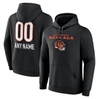 CBdoa Custom C.Bengals Black Personalized Name & Number Team Wordmark Pullover Hoodie Stitched Jerseys