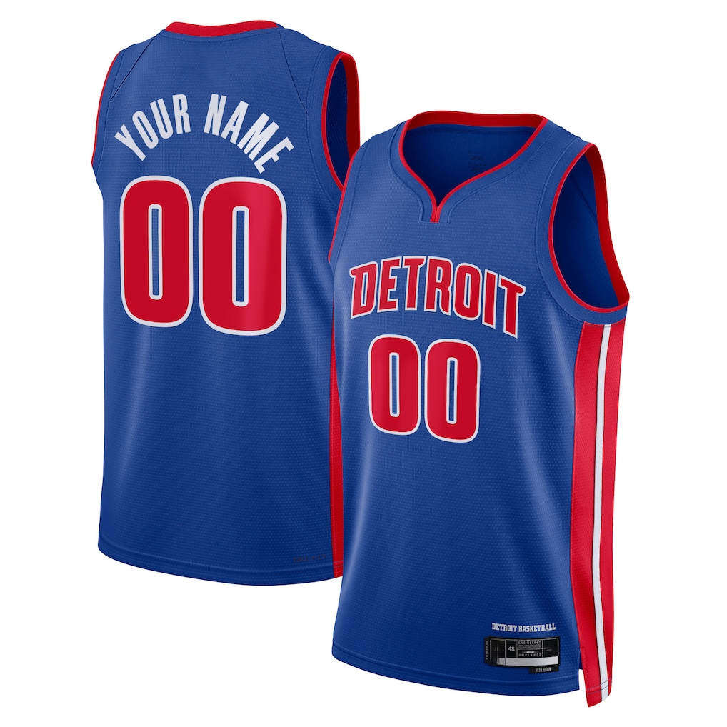 CBdoa Custom D.Pistons Blue Swingman Jerseys - Icon Edition