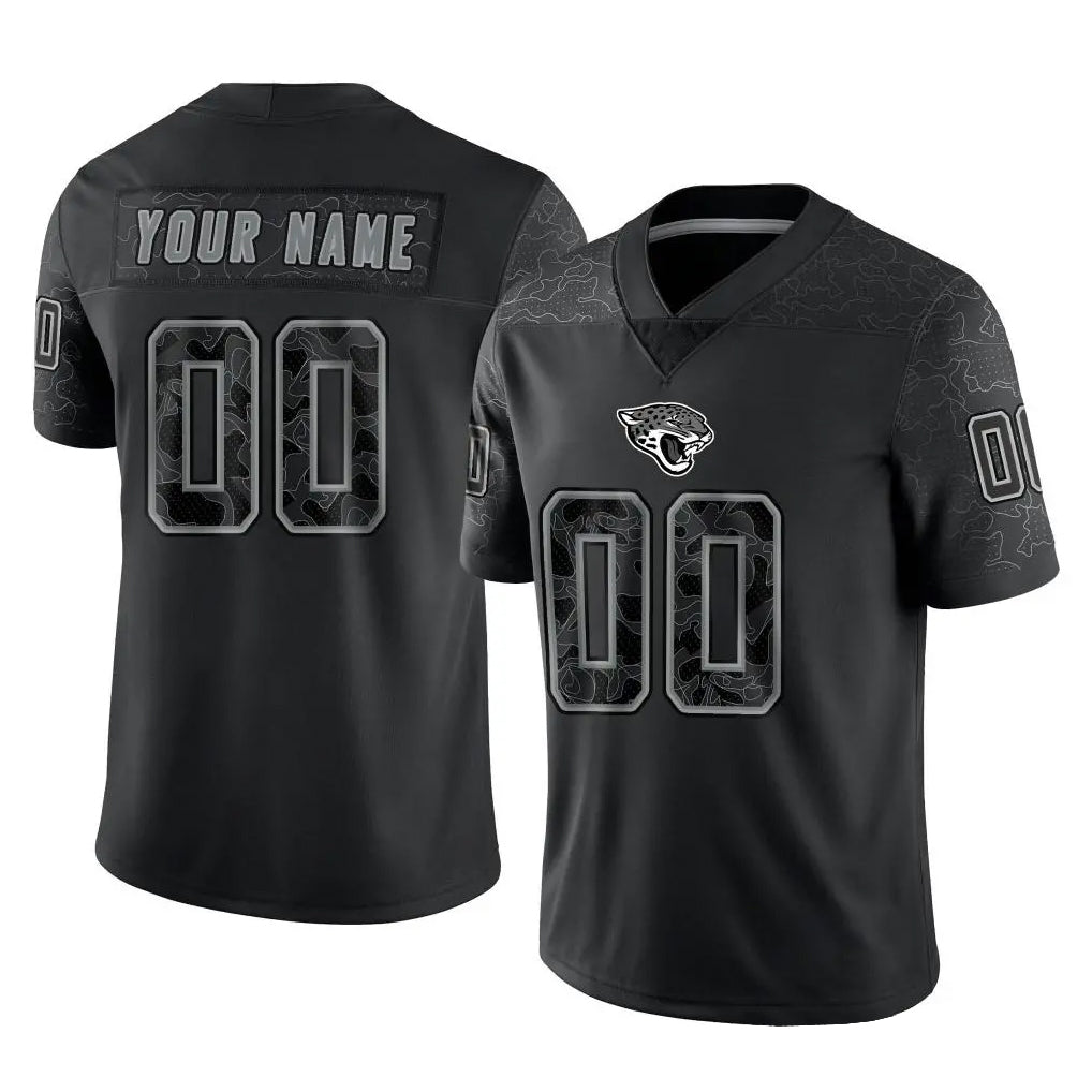 CBdoa Custom J.Jaguars Black Reflective Limited Game Any Name & Numbers Stitched Jerseys