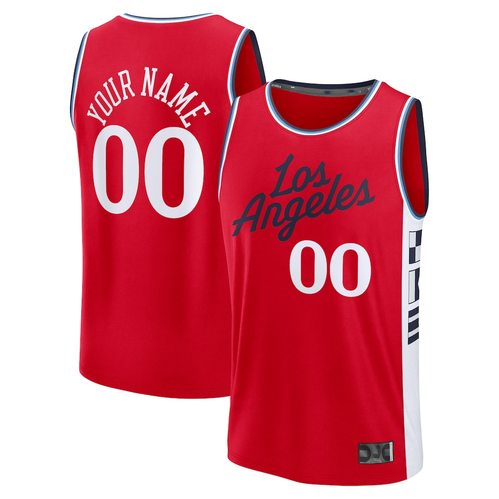 CBdoa Custom LA.Clippers Red Fast Break Stitched Jerseys- Statement Edition