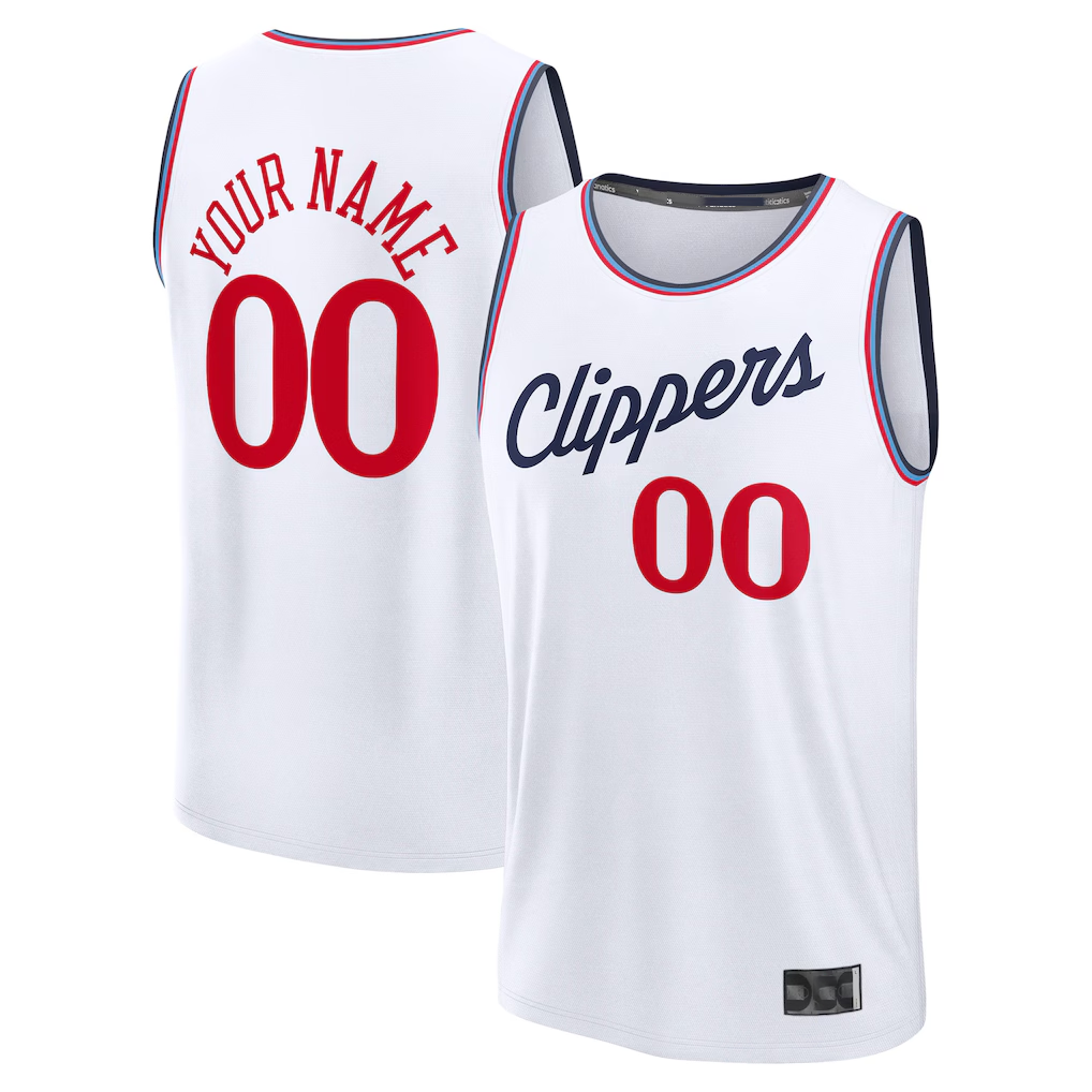 CBdoa Custom LA.Clippers White Fast Break Stitched Jerseys - Association Edition