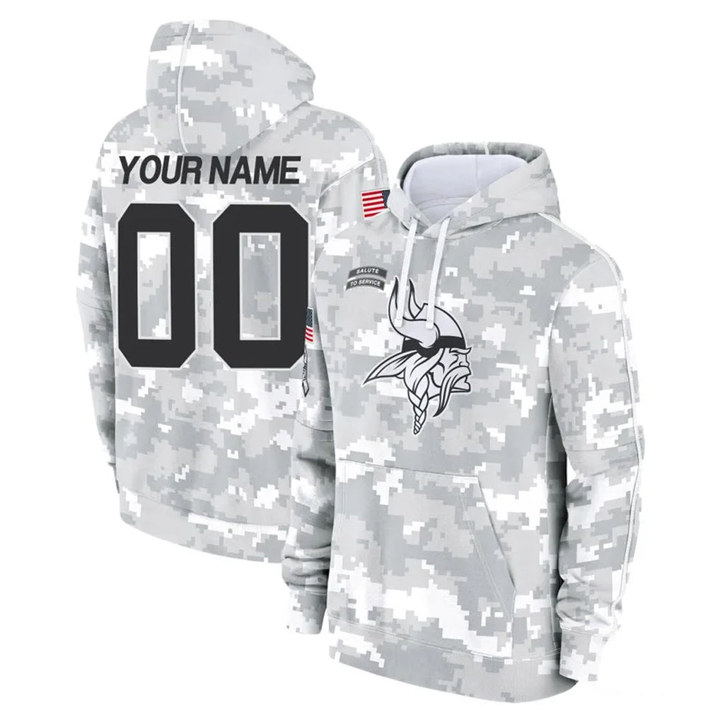 CBdoa Custom MN.Vikings Arctic Camo Salute to Service Hoodies Limited Game Any Name & Numbers Stitched Jerseys