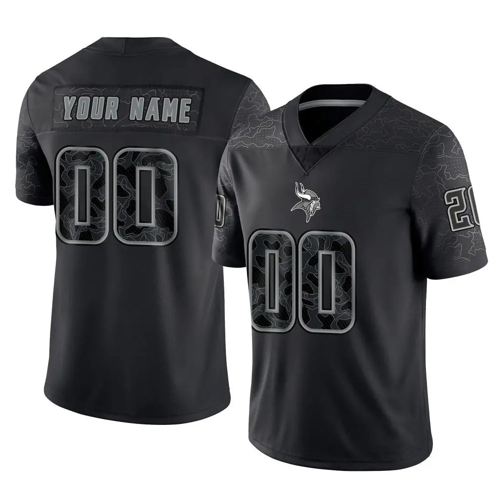 CBdoa Custom MN.Vikings Black Limited Reflective Home Game Any Name & Numbers Stitched Jerseys