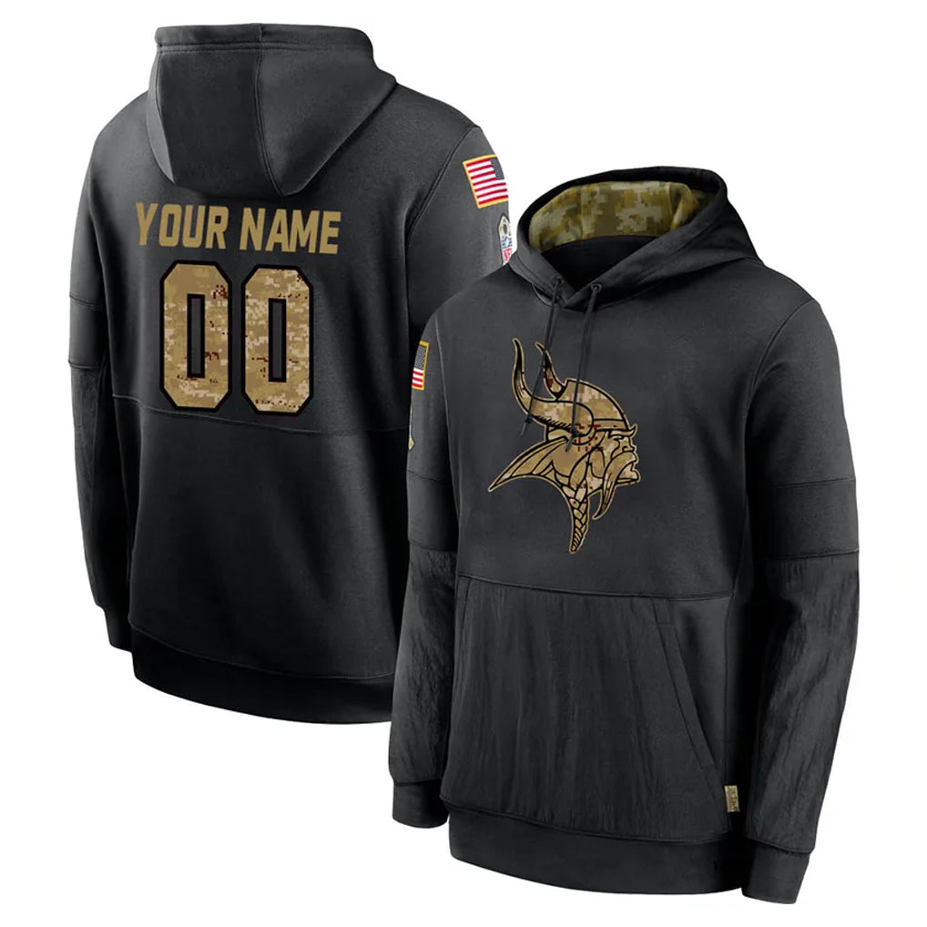 CBdoa Custom MN.Vikings Black Salute to Service Hoodies Limited Game Any Name & Numbers Stitched Jerseys