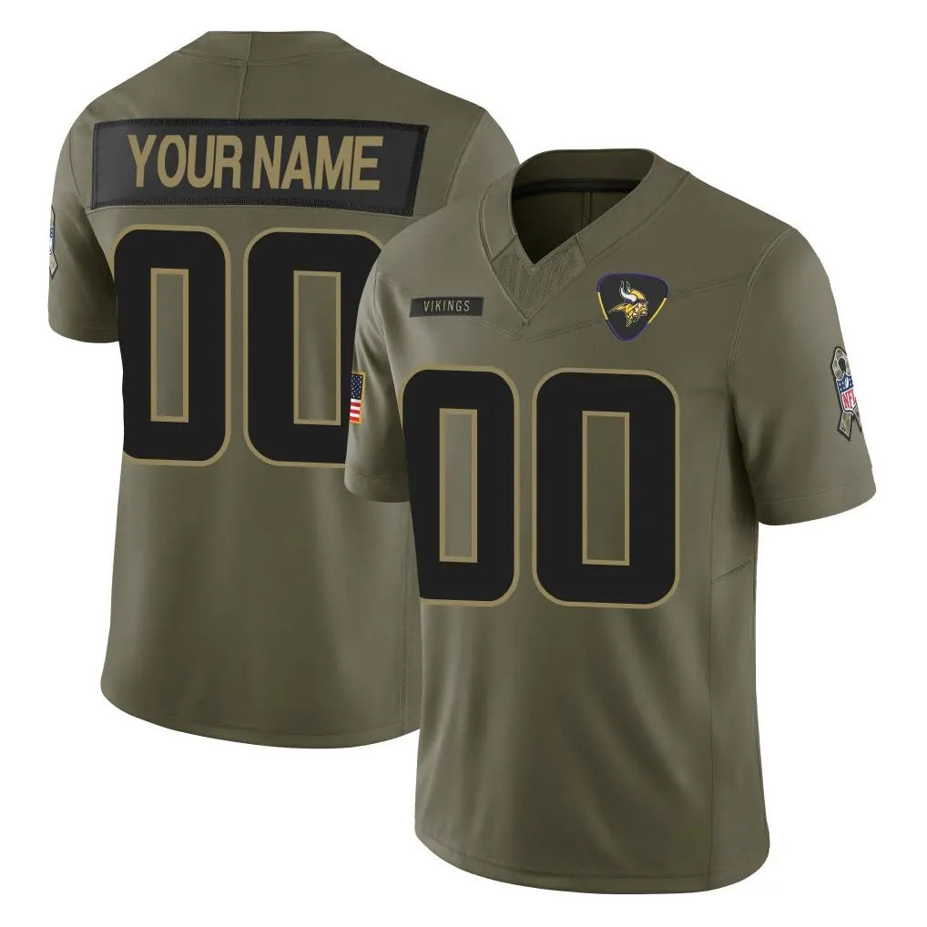 CBdoa Custom MN.Vikings Olive 2025 Salute To Service Limited Game Any Name & Numbers Stitched Jerseys