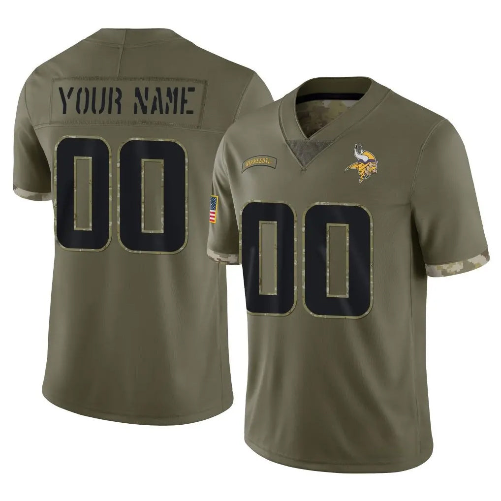 CBdoa Custom MN.Vikings Olive Salute To Service Limited Any Name & Numbers Stitched Jerseys