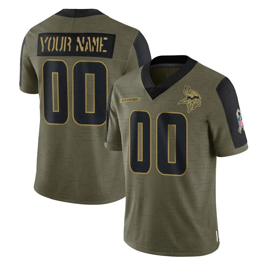 CBdoa Custom MN.Vikings Olive Salute To Service Limited Game Any Name & Numbers Stitched Jerseys