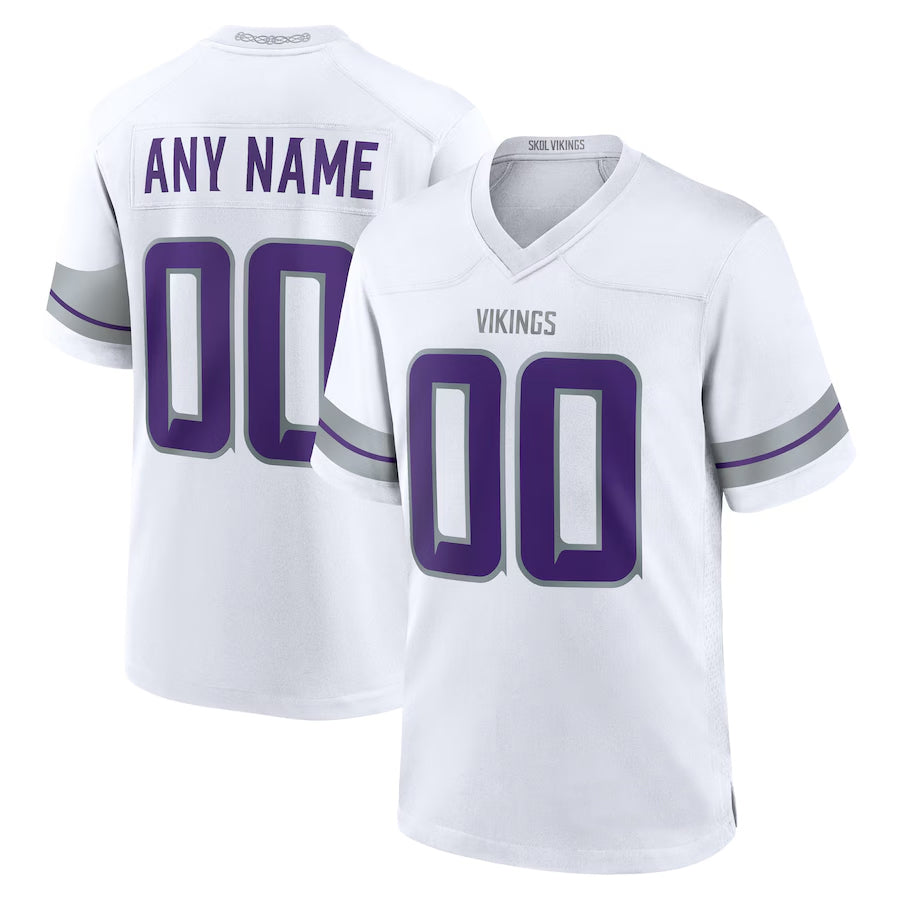 CBdoa Custom MN.Vikings White Alternate Game Stitched Jerseys