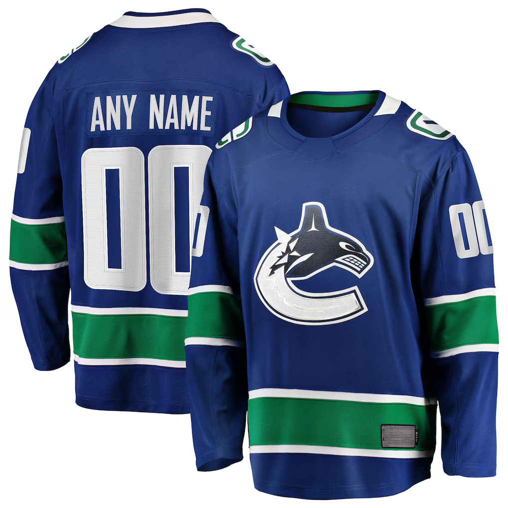 CBdoa Custom V.Canucks Blue Home Team Breakaway Jerseys
