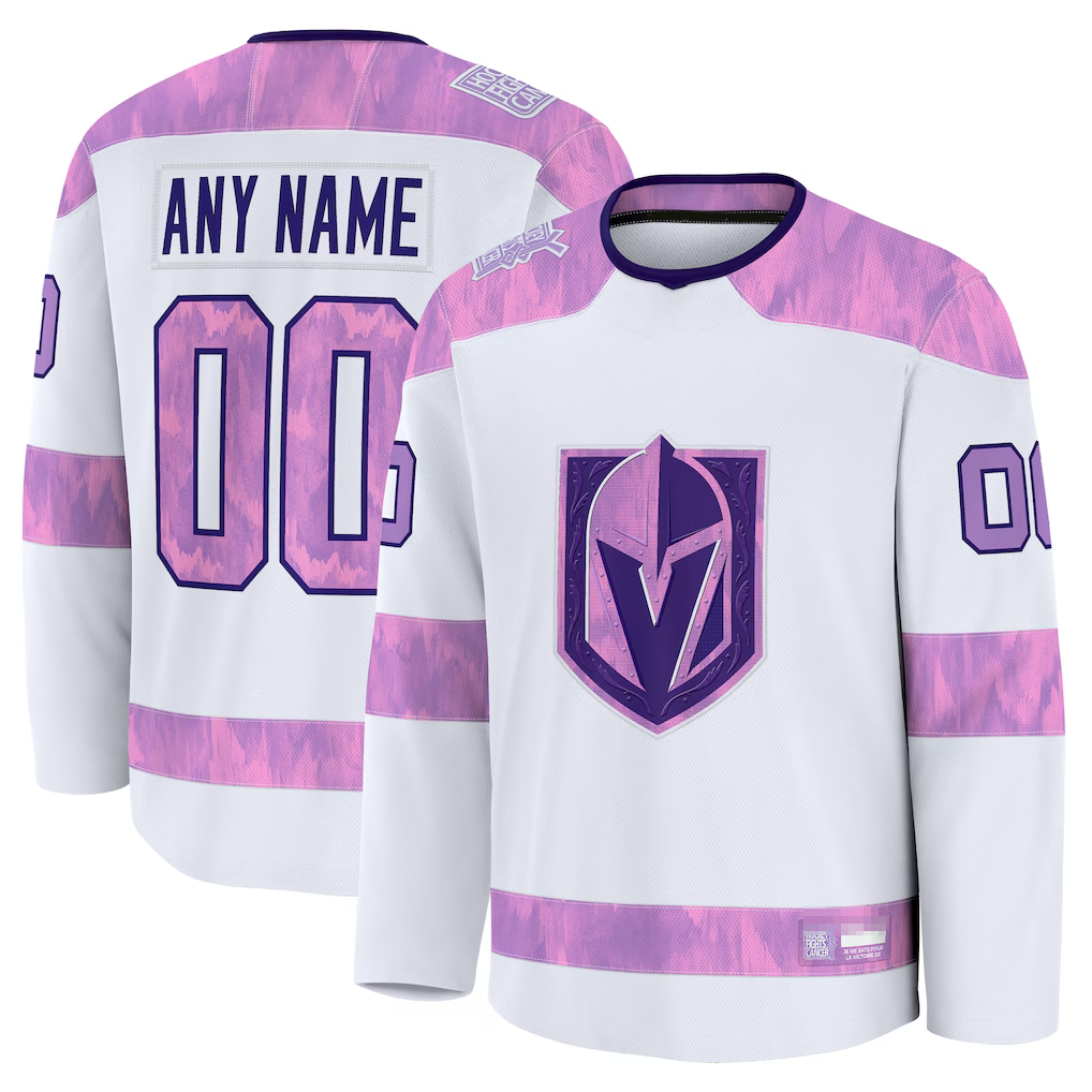 CBdoa Custom V.Golden Knights White 2024 Hockey Fights Cancer Practice Jerseys