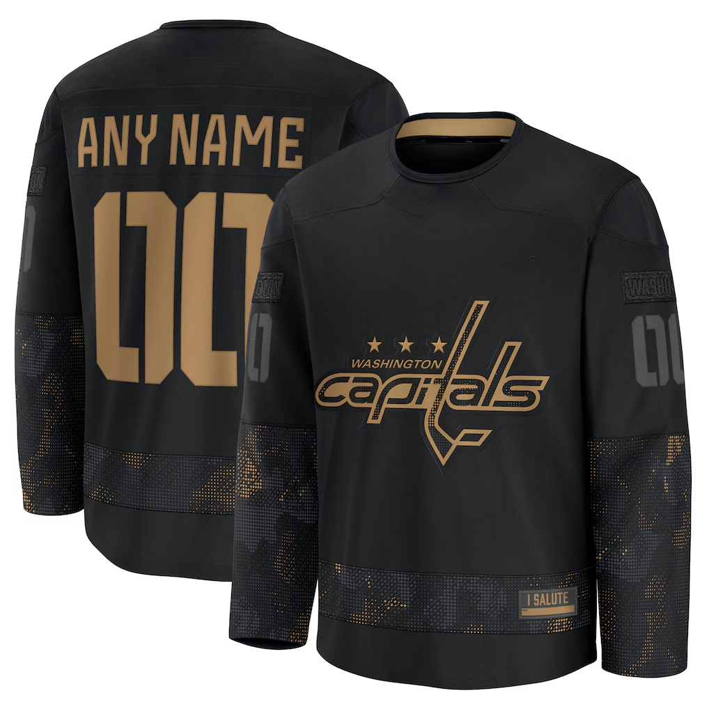 CBdoa Custom W.Capitals Black 2024 Military Appreciation Practice Jerseys