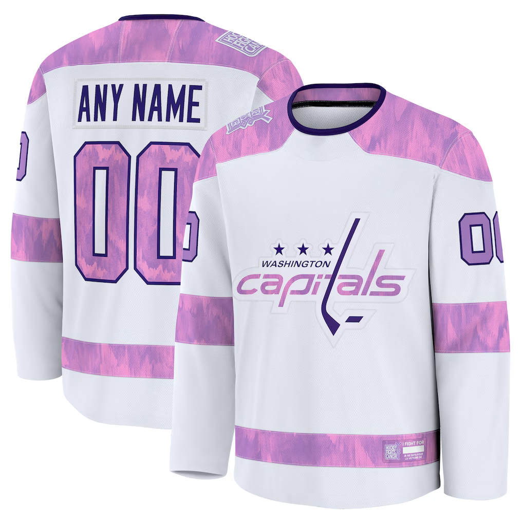 CBdoa Custom W.Capitals White 2024 Hockey Fights Cancer Practice Jerseys