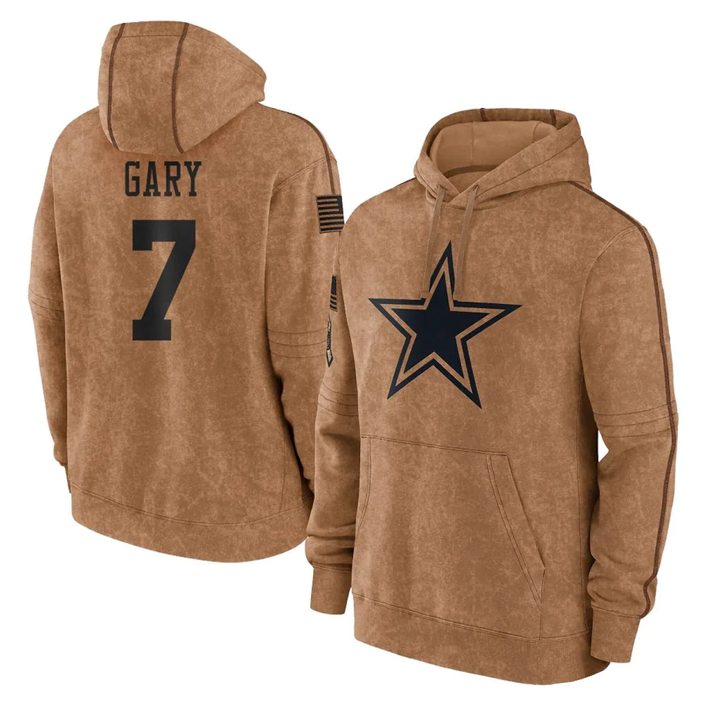 CBdoa D.Cowboys #7 Rashan Gary Player Brown Salute to Service Hoodies Limited Game Stitched Jerseys