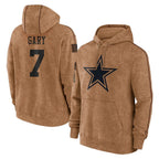 CBdoa D.Cowboys #7 Rashan Gary Player Brown Salute to Service Hoodies Limited Game Stitched Jerseys