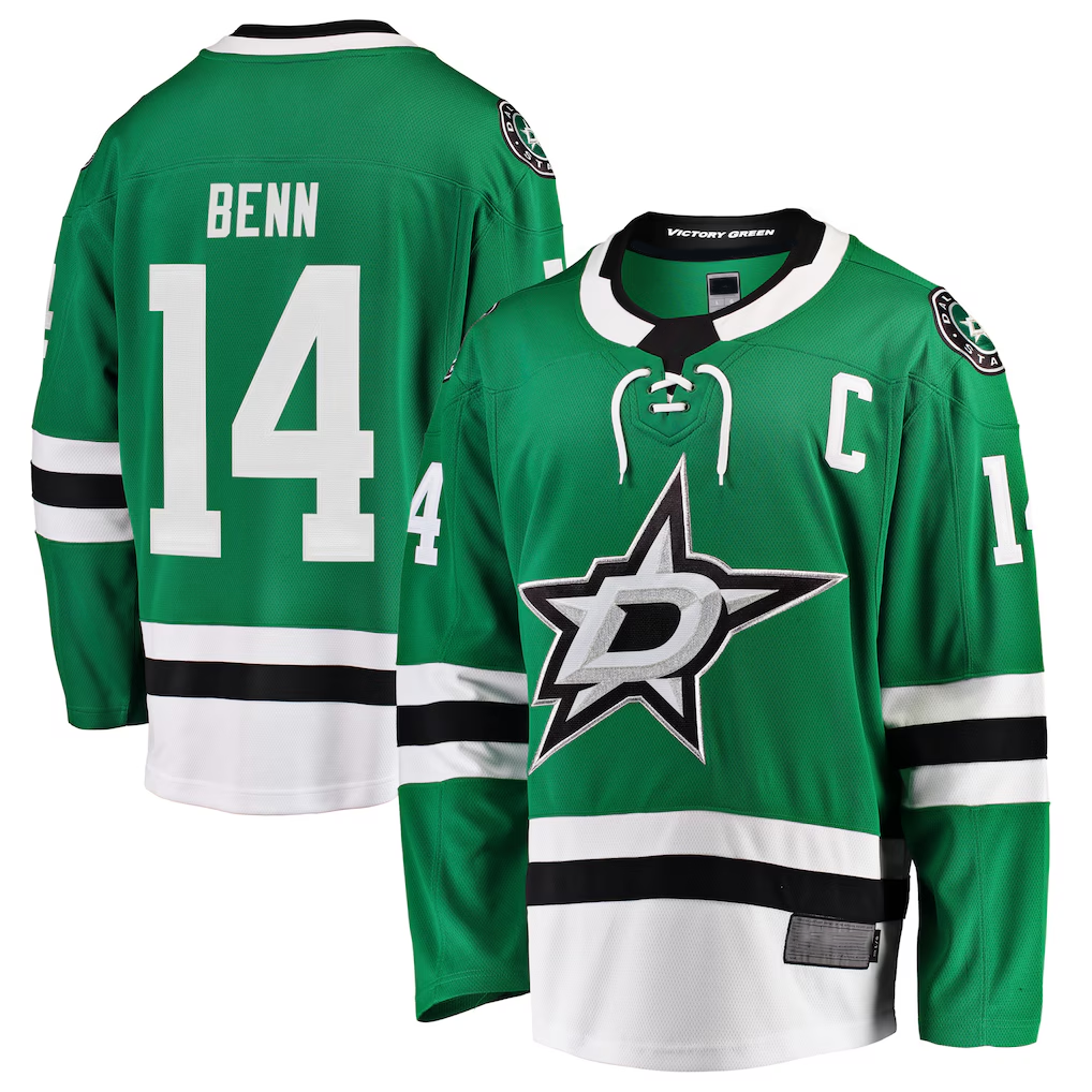 CBdoa D.Stars #14 Jamie Benn Green Breakaway Player Jerseys