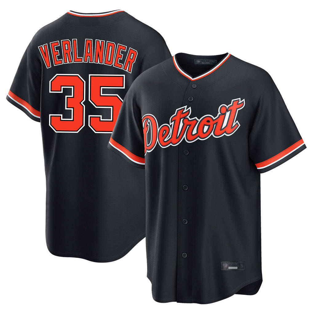 CBdoa D.Tigers #35 Justin Verlander Player Navy Home Game Stitched Jerseys