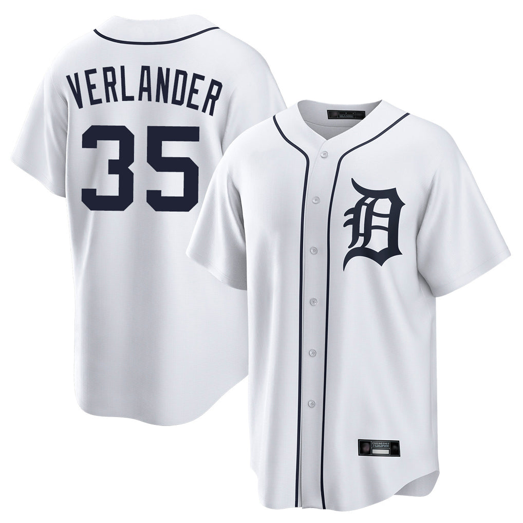 CBdoa D.Tigers #35 Justin Verlander Player White Home Game Stitched Jerseys